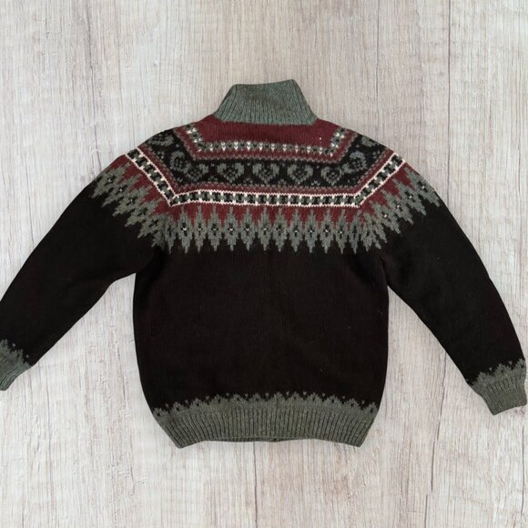 Alpaca Connection Peru Handmade Alpaca Wool Cardigan Sweater Fair Isle Knit Vtg - Picture 4 of 4